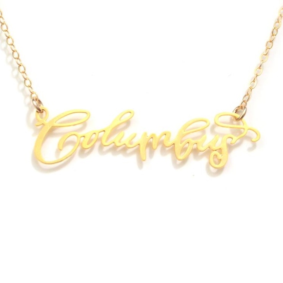 Brevity Jewelry Gold Dipped Columbus Necklace Ohio Buckeye - Picture 1 of 4